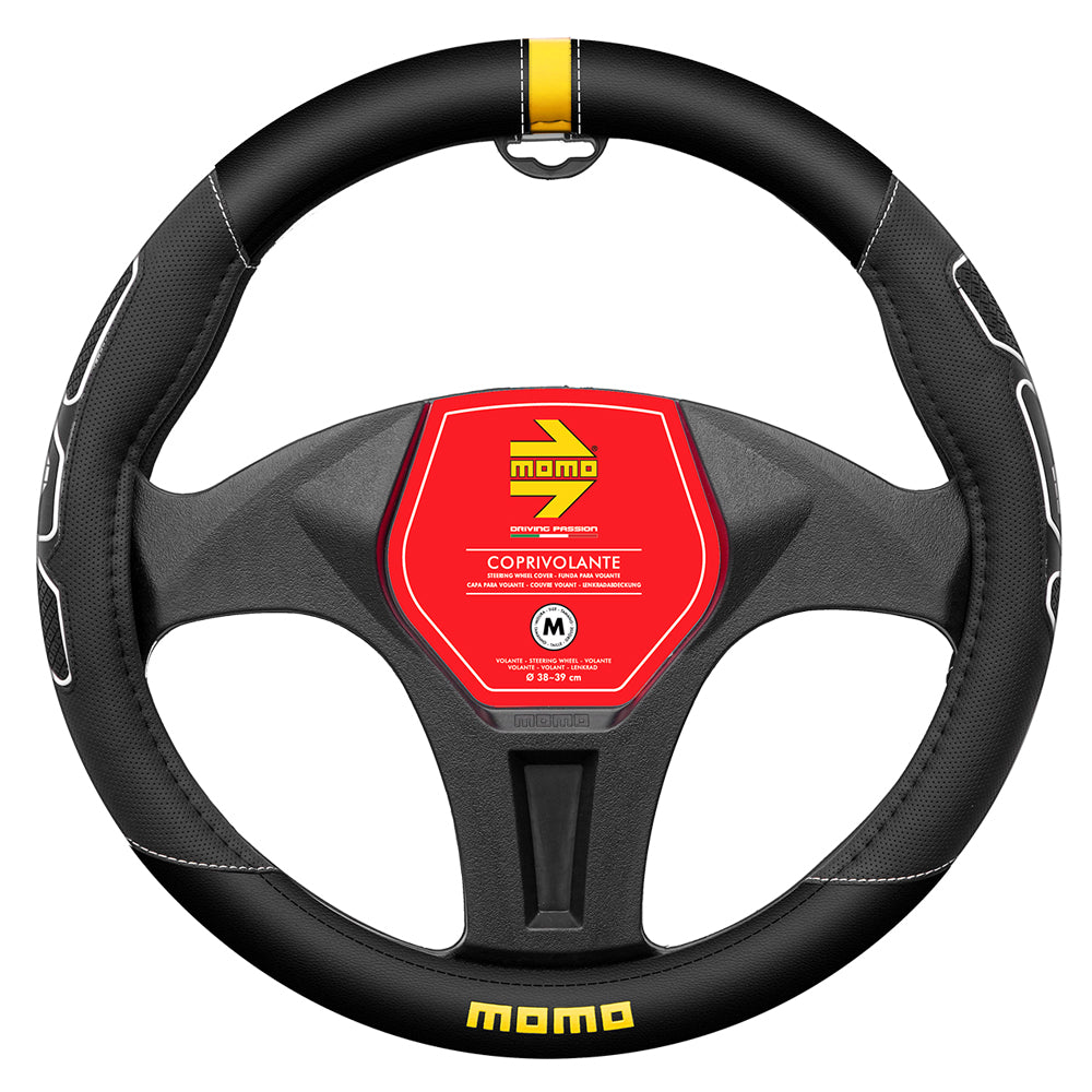 STEERING WHEEL COVER PROFILE BLACK PU MED