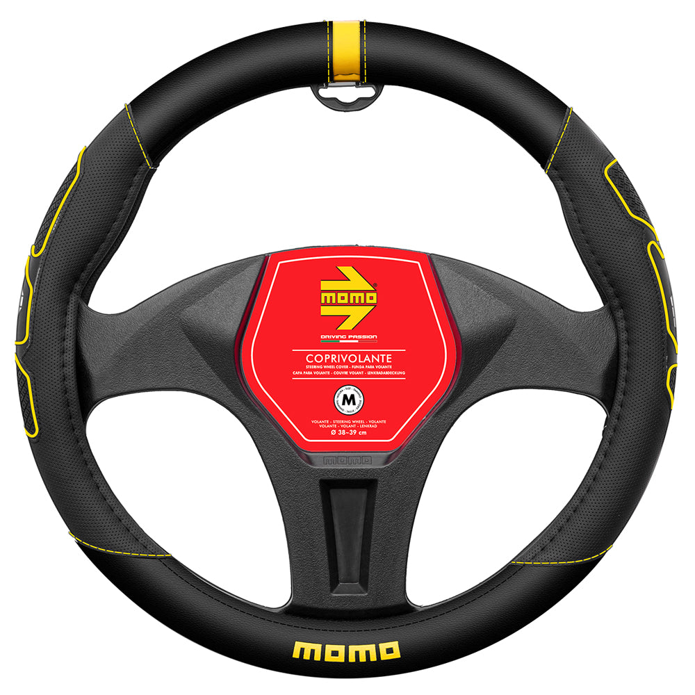 STEERING WHEEL COVER PROFILE BLACK PU MED