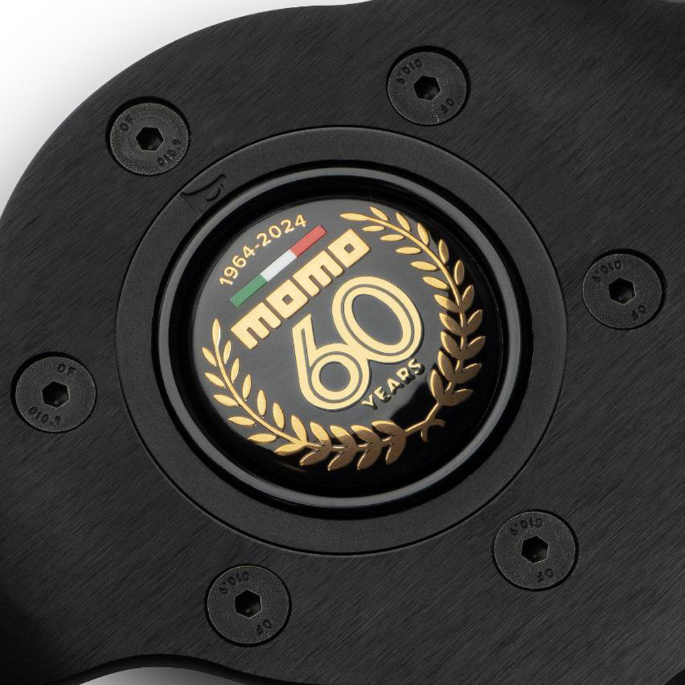 MOMO MOD.07 Anniversario Steering Wheel - Black Leather Black Spokes 350MM