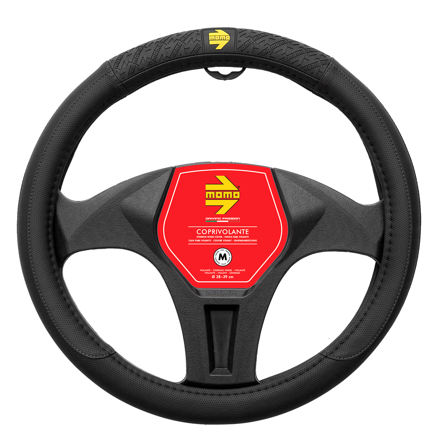 STEERING WHEEL COVER V.I.P. BLACK PU MED